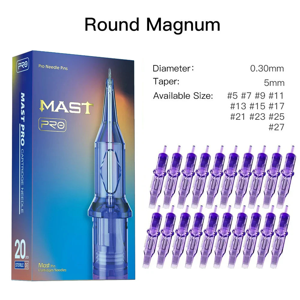 Mast PRO Round Magnum RM Sterilized Tattoo Needles 20pcs Box - 100% Original Permanent Makeup Cartridges