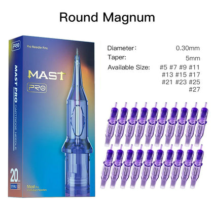 Mast PRO Round Magnum RM Sterilized Tattoo Needles 20pcs Box - 100% Original Permanent Makeup Cartridges