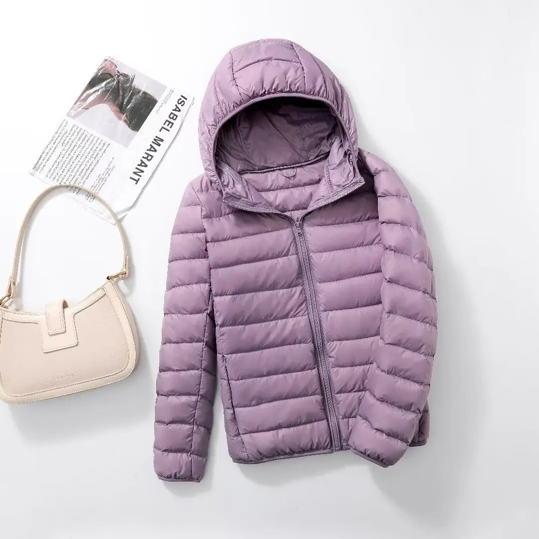 Women’s Lightweight Puffer Jacket - Hooded Packable Down Coat Plus Size 5XL-7XL Spring Autumn Outerwear