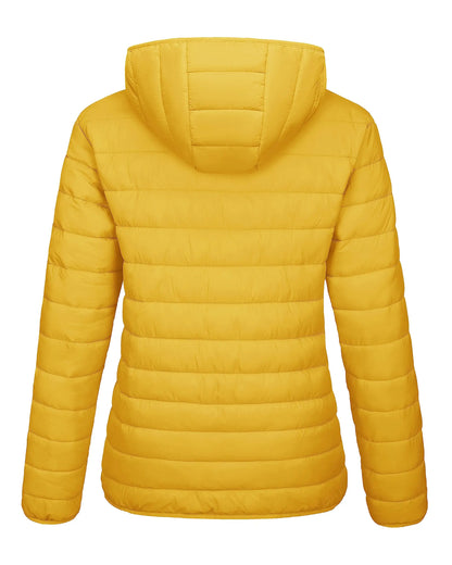 TACVASEN Women's Hooded Puffer Jacket – Full Zip Quilted Winter Coat, Lightweight Windbreaker Outerwear