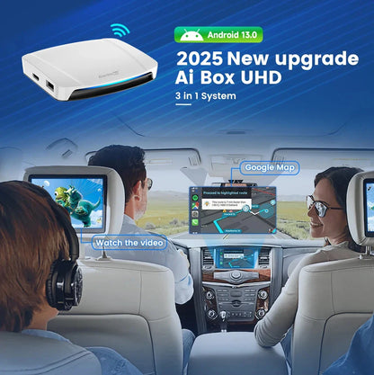 8+128GB Carlinkit TV Box — Android 13 Wireless CarPlay & Android Auto Adapter, 8-Core Qualcomm, HDMI
