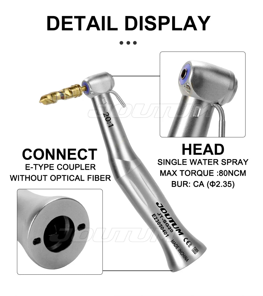 Dental 20:1 Implant Contra Angle Handpiece – Slow Speed for E-Type Micromotor, Compatible with Dental Implants