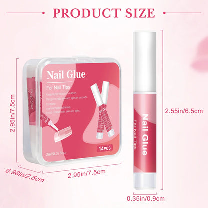 14PCS Nail Glue for Press-On Nails – Super Strong Acrylic Nail Glue, Long-Lasting for Salon Quality Results