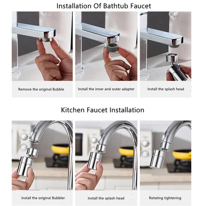 New 2-Mode Kitchen Faucet Spray Head – Adjustable 360° Rotary Splashback Nozzle & Aerator Filter