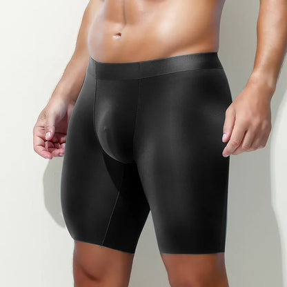 Men’s Modal Seamless Boxer Briefs – Long Leg Sports Underwear, Wear-Resistant Extended Fit, Breathable Large Size Comfort Shorts