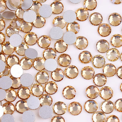 Glass Crystal Flatback Rhinestones Set SS6–SS30 – Non-Hotfix Round Glue-On Gems for Nail Art, DIY Crafts & Jewelry Decoration