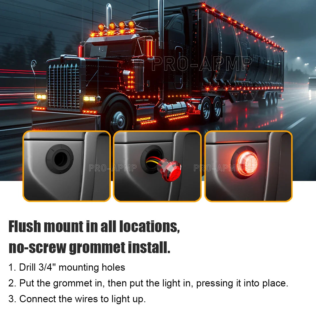 10PCS Strobe LED Side Marker Lights – 12-24V Clearance Indicator for Cars, Trucks, Trailers & RVs
