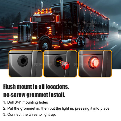 10PCS Strobe LED Side Marker Lights – 12-24V Clearance Indicator for Cars, Trucks, Trailers & RVs