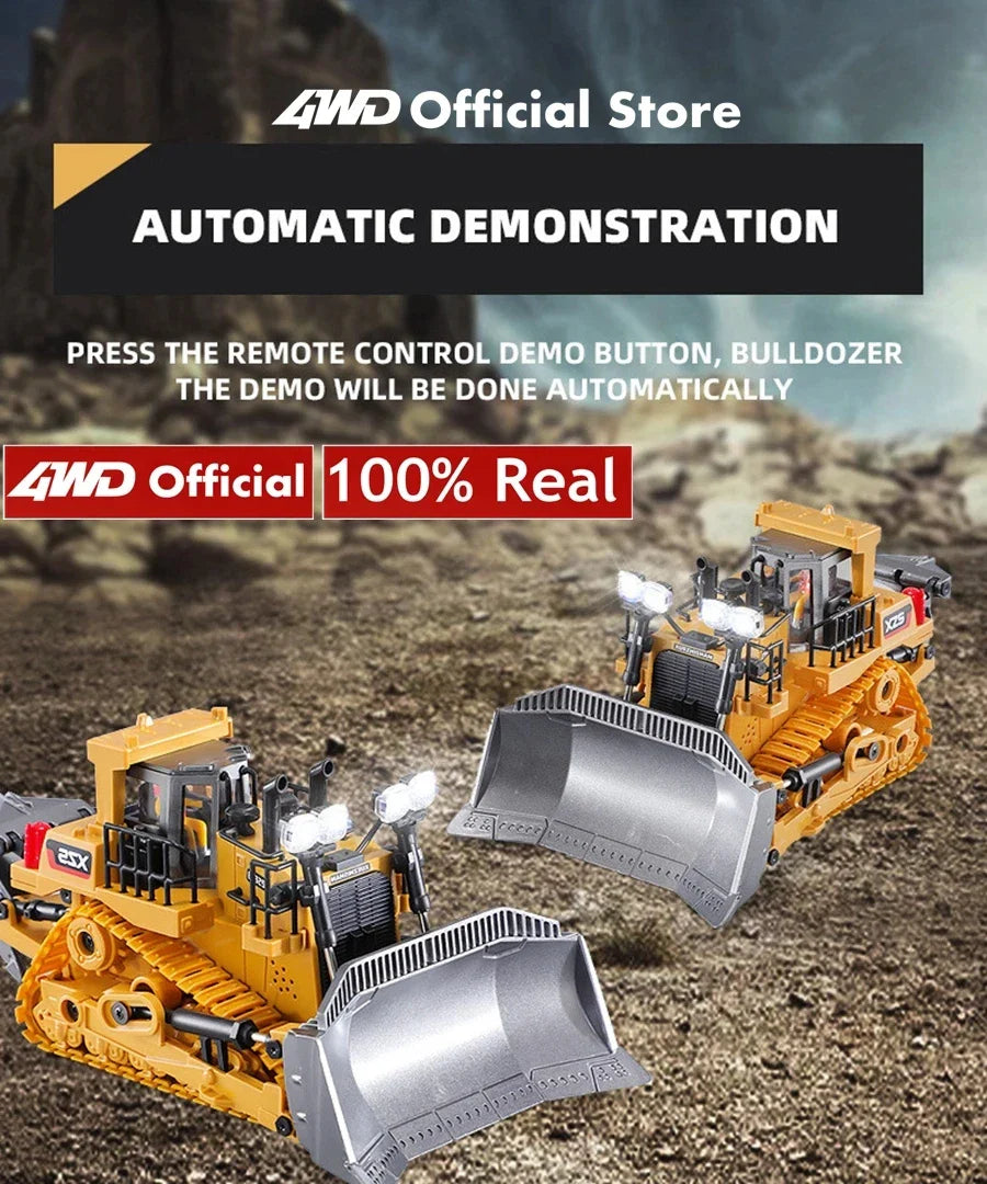 4WD RC Excavator Alloy Dump Truck Bulldozer | Remote Control Construction Vehicle Toy for Kids