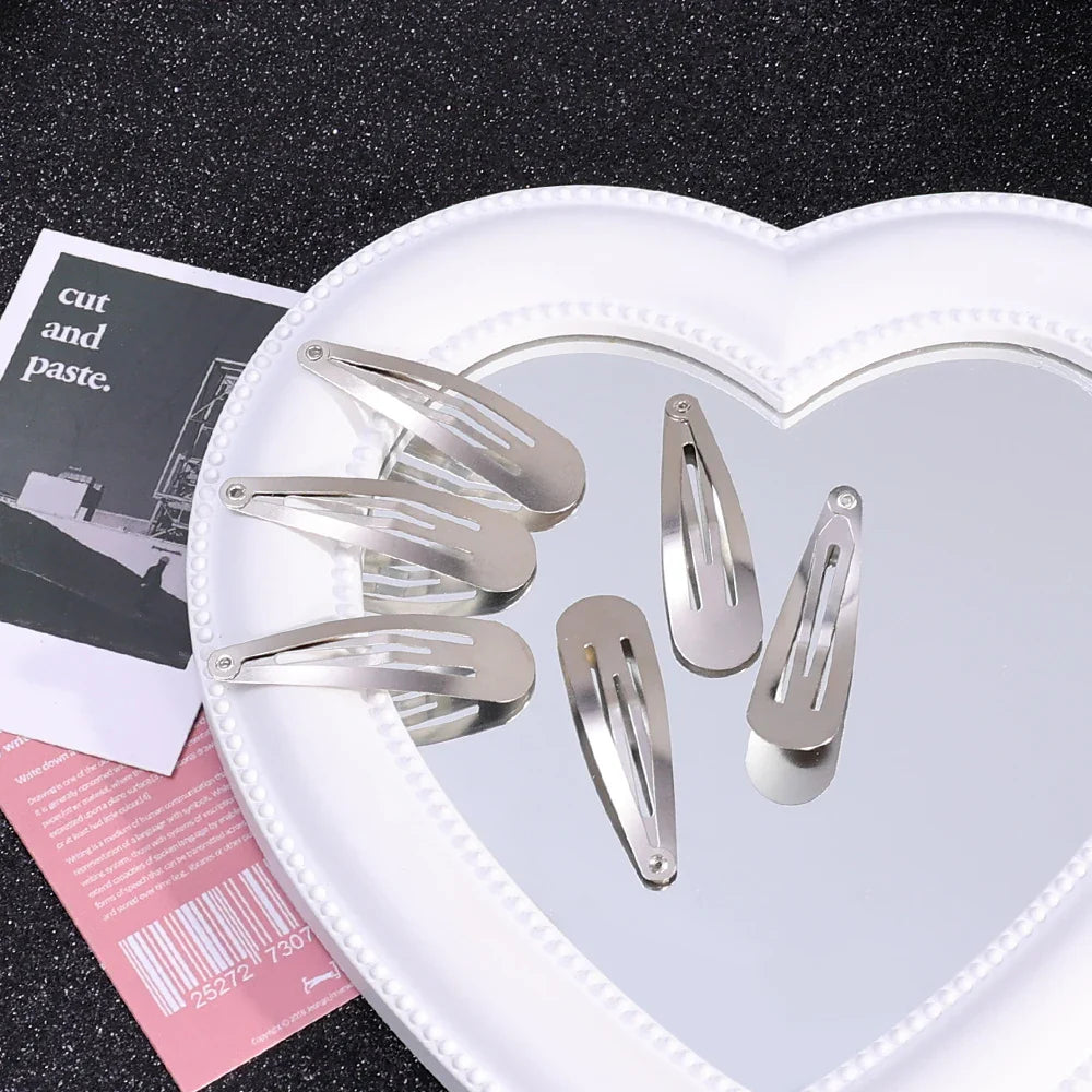 2/50PCS Y2K Silver Star Hair Clips – Filigree Metal Snap Hairpins for Girls, Nickel-Free Hair Jewelry Barrettes