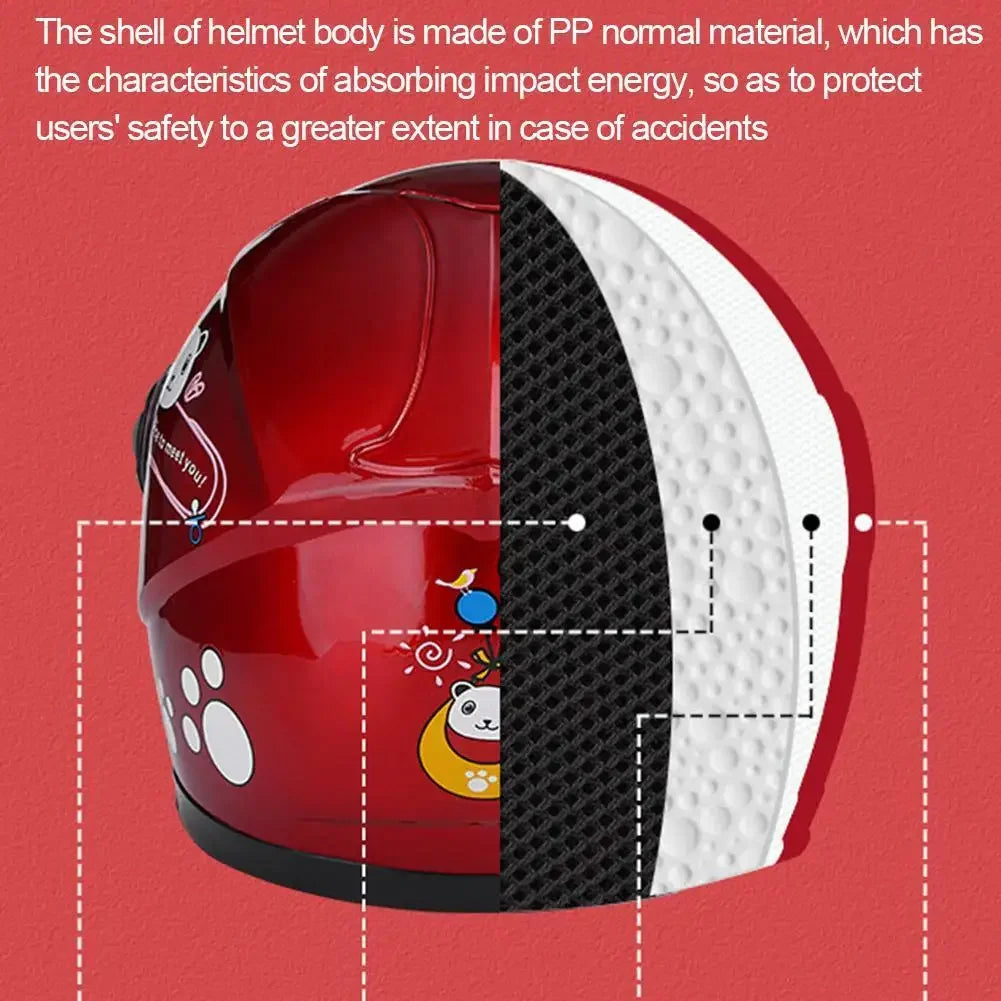 New Cute Children’s Full Face Helmet – Safety Bike & Motorcycle Helmet for Kids, Adjustable for Outdoor Sports, Four Seasons Protection