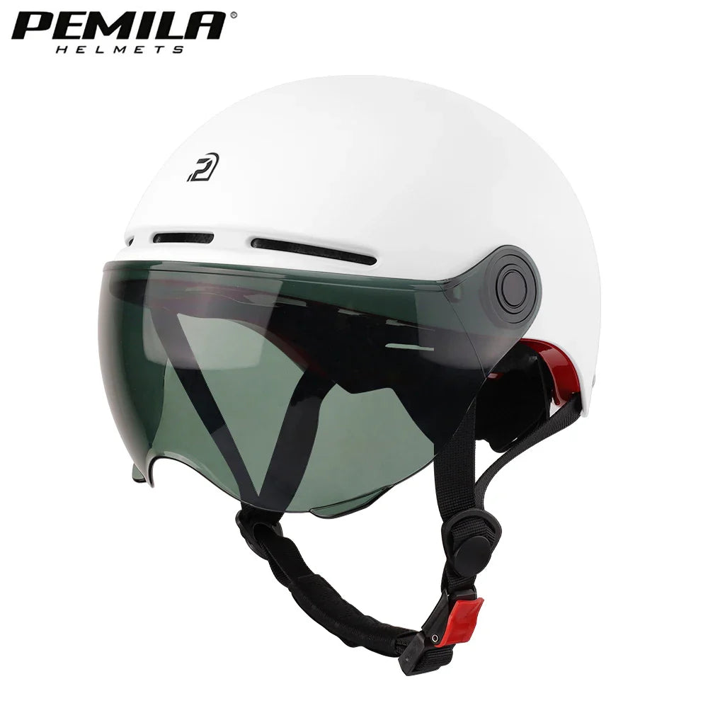 PEMILA Full Edge Wrap Cycling Helmet – MTB & Road Bike Helmet with Goggles, Ear Protection, for E-Bike & Bicycle