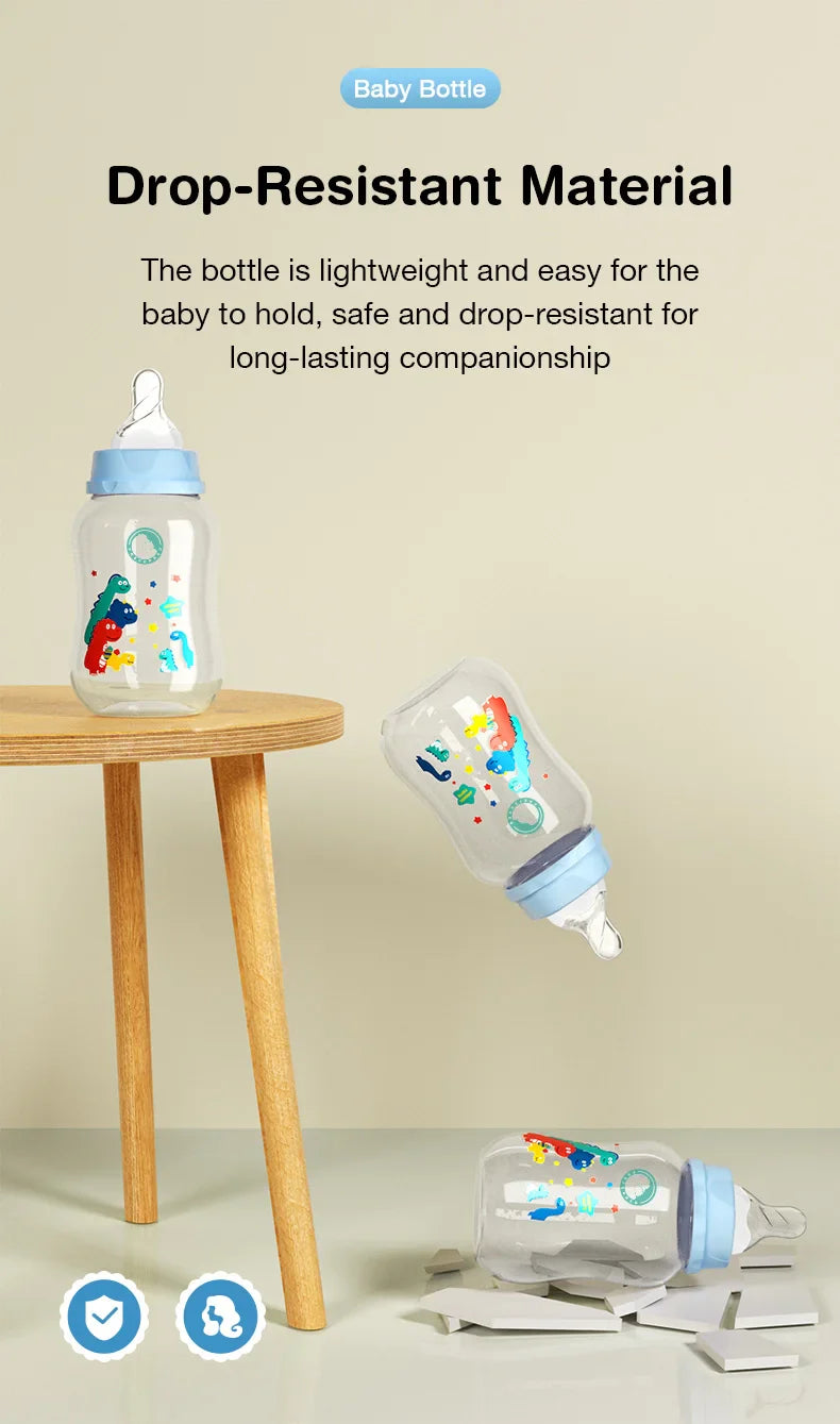 Dr.isla 150/240ML Baby PP Bottle – Wide Mouth Newborn Milk Bottle with Handle & BPA Free, Patterned Baby Cup