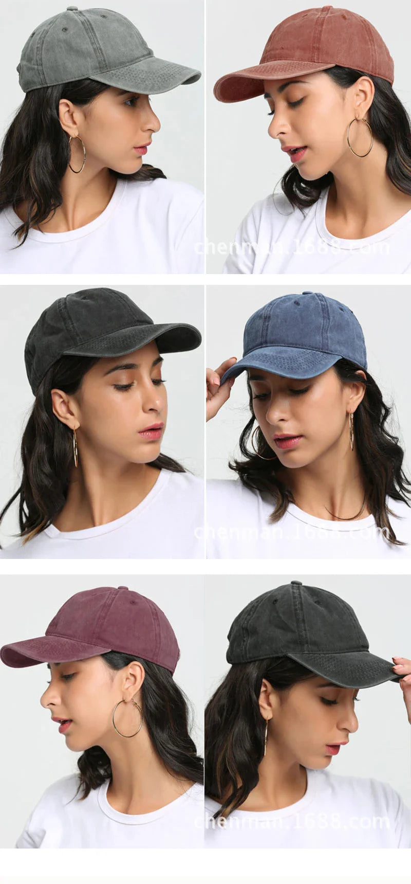 Baseball Snapback Cap – Pure Color Cowboy Hat, Water-Washed Hip Hop Fitted Cap for Men & Women, Spring & Autumn