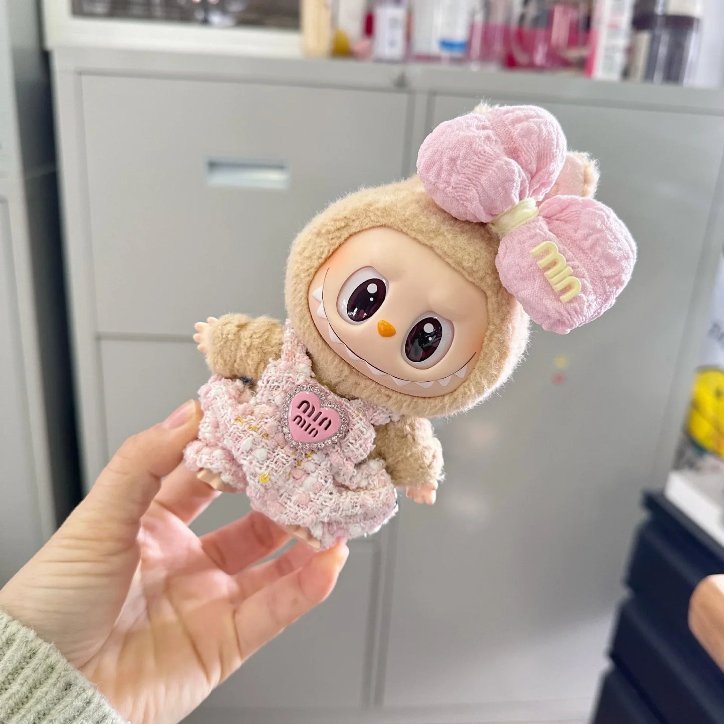 Cute Labubu Doll Outfit Set – Classic Dress for 17cm V2 Mini Dolls, Clothing Accessories for Kids Gift