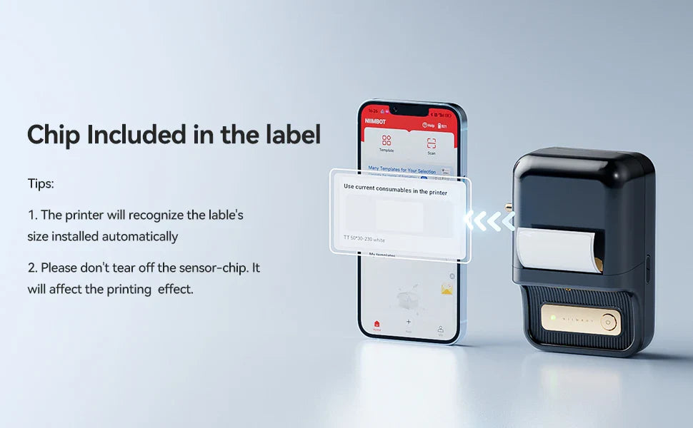 Niimbot B21/B1/B203 Mini Bluetooth Thermal Printer – Waterproof Oil-Resistant Label Maker with Adhesive Sticker Paper for Office Use