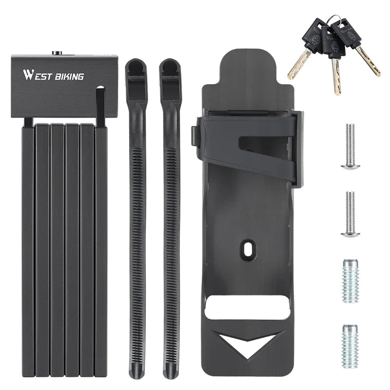 WEST BIKING Foldable Bike Lock – Heavy Duty Anti-Theft Chain Cable Padlock with 3 Keys for Bicycle & Motorcycle Security