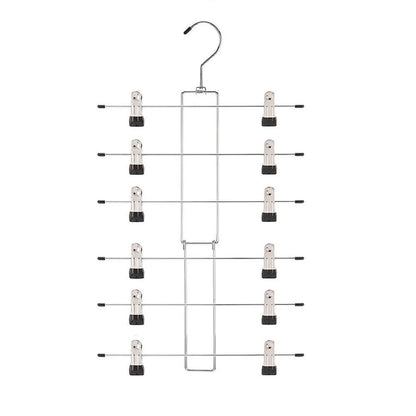 6-Layer Metal Clothes Hanger – Non-Slip Skirt & Trouser Rack with Clips for Clothing Storage