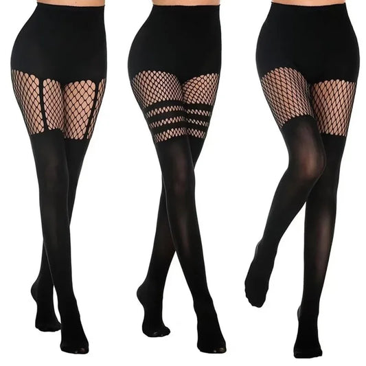 Women’s Fishnet Thigh High Stockings, Sexy Sheer Web Pantyhose Lingerie Tights, Stretch Fish Net Splice Hosiery Fashion Stockings