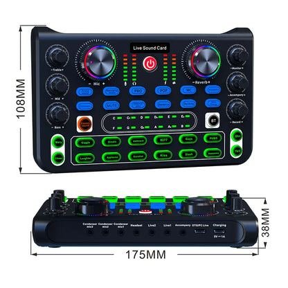 X60 Voice Changer Sound Card – Sound Mixer Board with Multiple Effects for Live Streaming & Music Recording