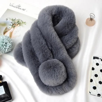 Women's New Rabbit Fur Scarf - Soft and Warm Furry Neck Warmer for Winter Casual Wear