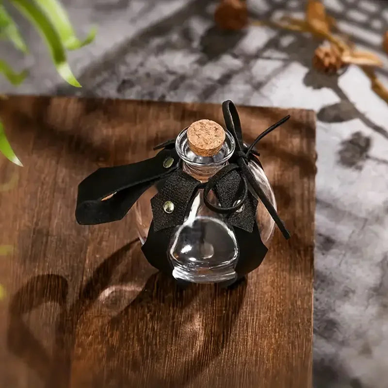 Renaissance Witch Magic Potion Bottle – Glass Holder with Cork Stopper for Halloween & Cosplay