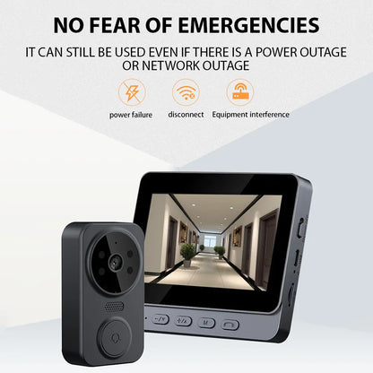 4.3" IPS Wireless Video Doorbell — 2.4G Smart Intercom with HD Screen, Two-Way Communication, and Video Monitoring
