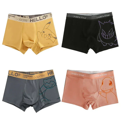 Pokémon Anime Boxer Briefs - Men’s & Boys’ Charmander, Charizard, Bulbasaur, Gengar & Pikachu Underwear