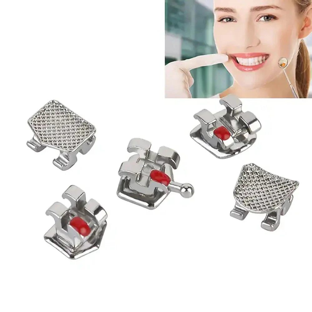 PIORPOY Dental Brackets – 20 Pcs Metal Monoblock Mini Roth MBT 022 with Hooks for Orthodontic Treatment