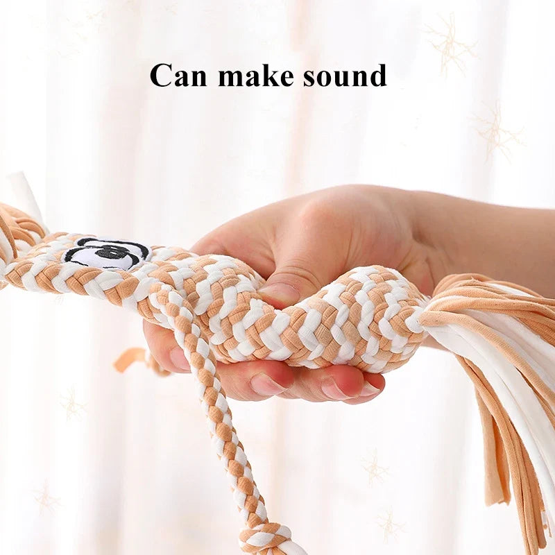 Dog Chew Toy - Braided Knot Squeaky Molar Toy for Pet Training & Interactive Play