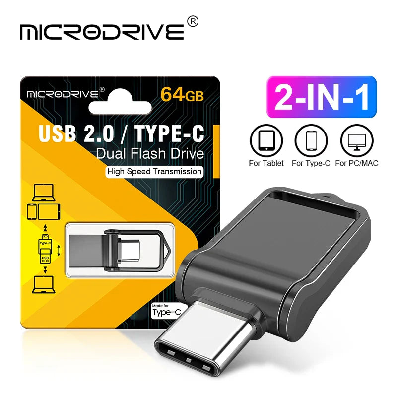 OTG Type-C Pen Drive – Mini Metal USB Memory Stick 32GB to 128GB for Smartphones & Huawei
