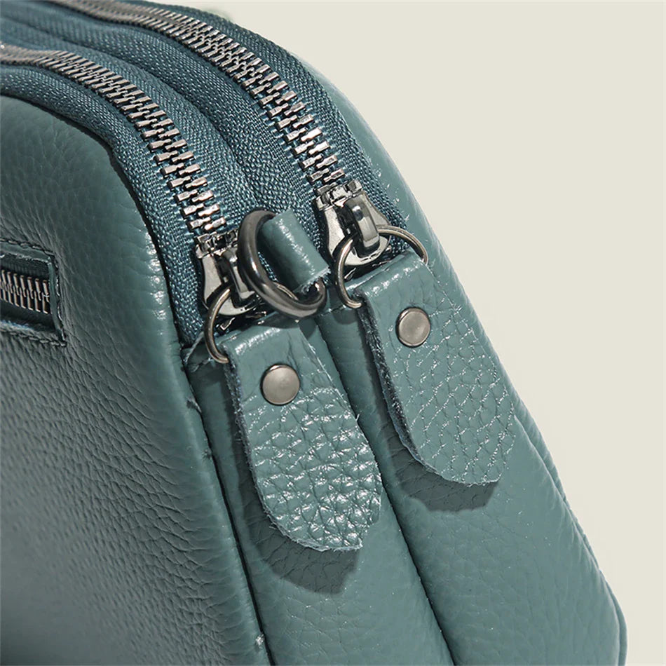 Luxury Genuine Leather Women's Crossbody Bag – Solid Color Shoulder Bag, Clutch & Messenger Purse