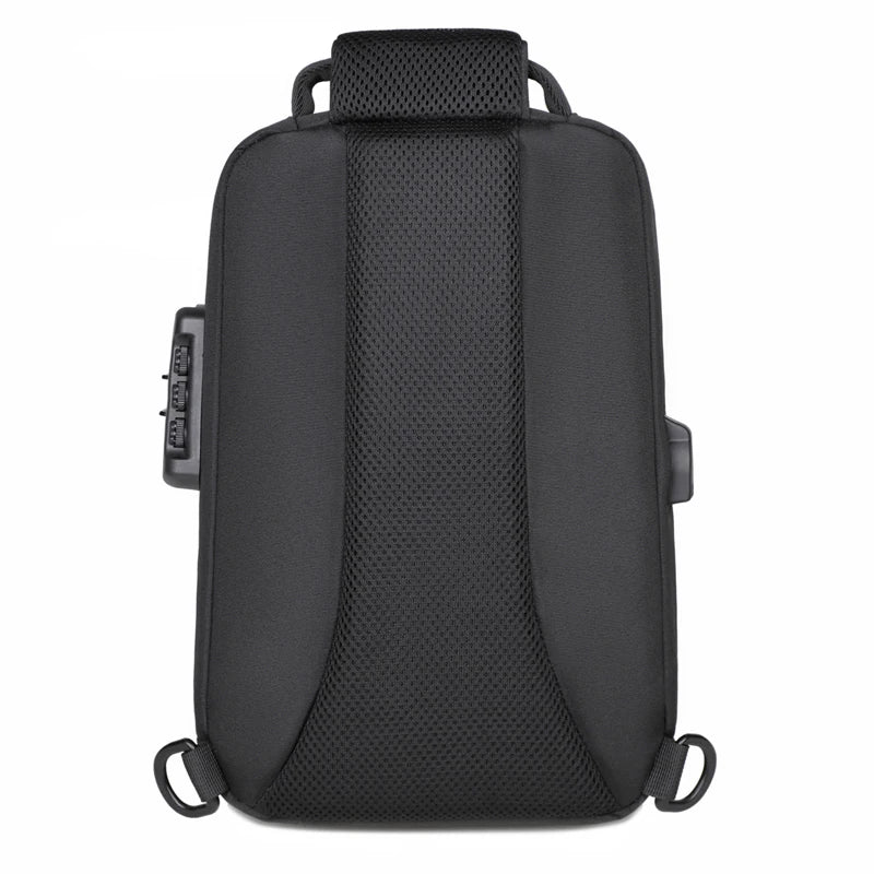 Anti-Theft Combination Lock Chest Bag with USB Charging Port – Men's Fashion Crossbody Travel Shoulder Bag