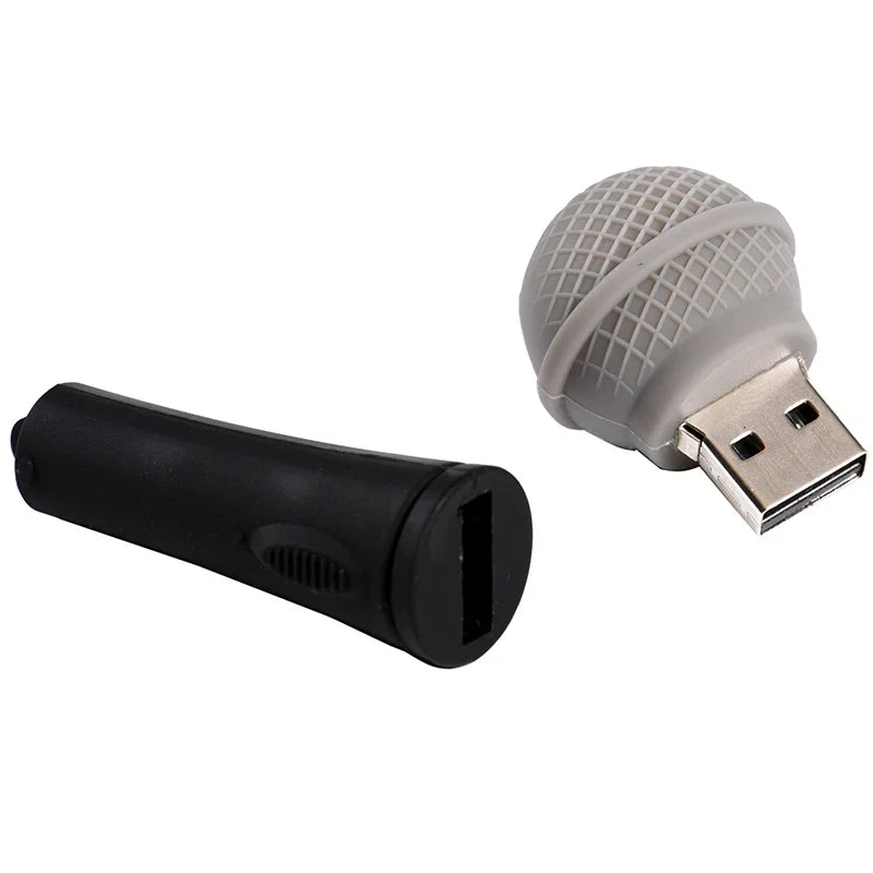 Microphone USB Flash Drive – 16/32/64GB Memory Stick, Creative Mic Speaker Pendrive Gift