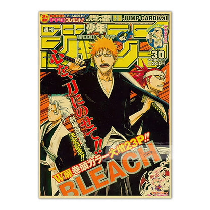Vintage Anime Kraft Paper Poster Set – JoJo’s Bizarre Adventure, Jujutsu Kaisen & Demon Slayer Wall Art for Room Home Decor