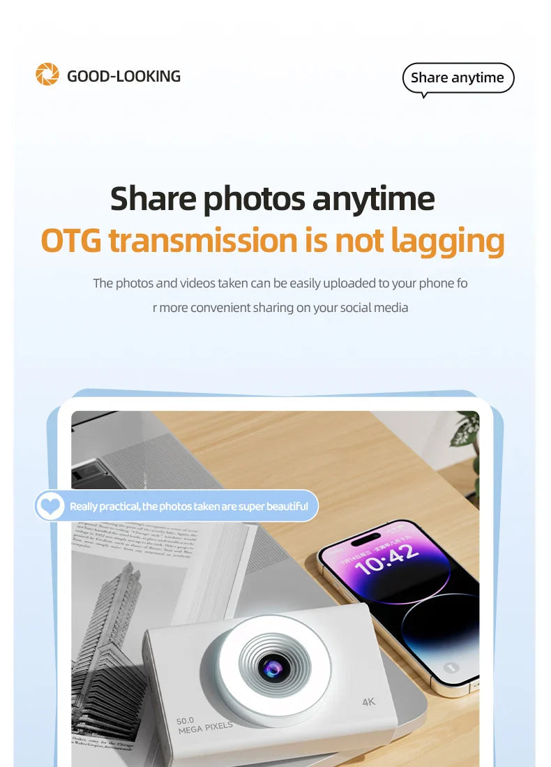 Xiaomi 4K Digital Camera – 50MP Autofocus Portable Retro Camera, CCD Travel & Student Camera