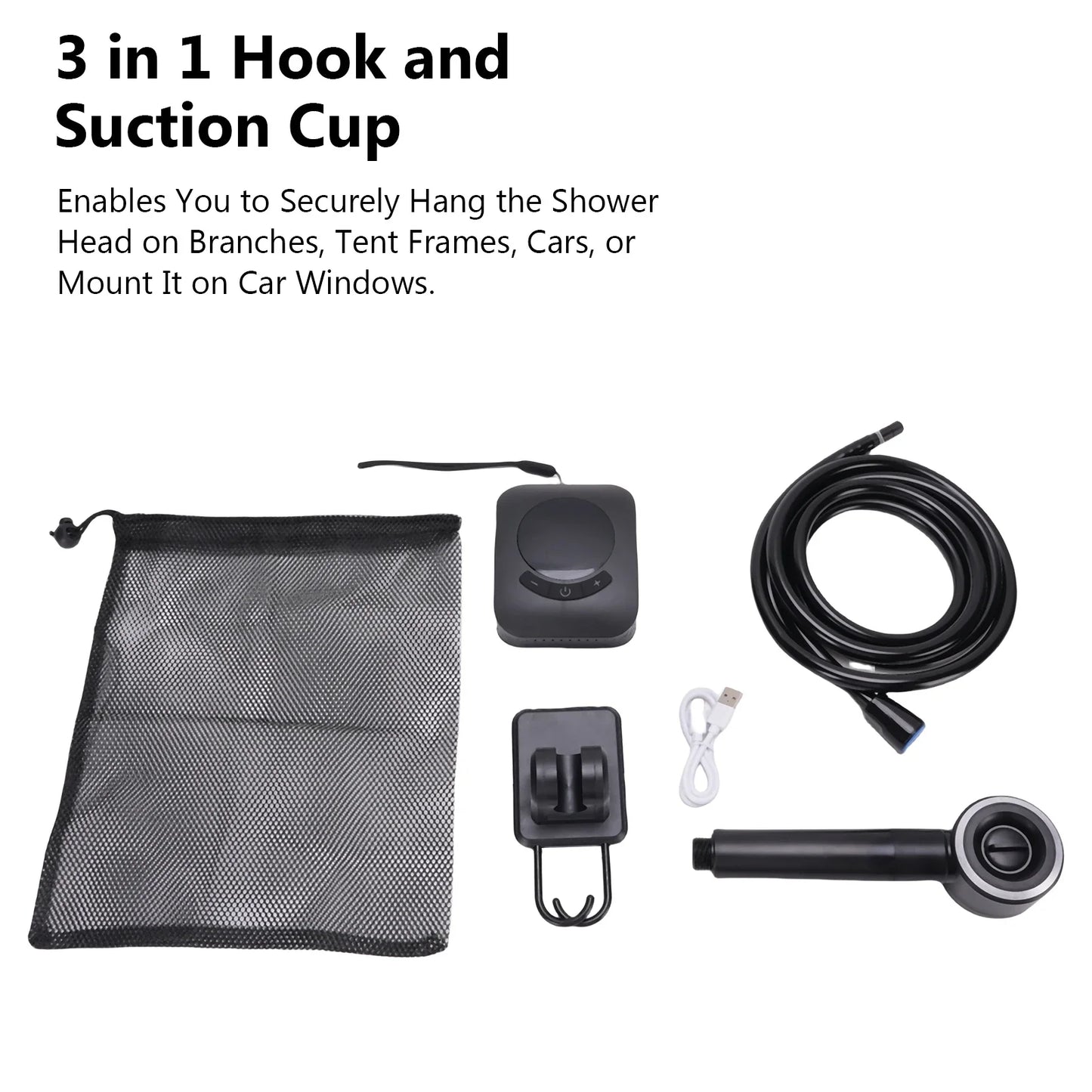 Rechargeable Camping Shower 3.6V 8000mAh – IPX8 Waterproof Portable Outdoor Shower 6L/min