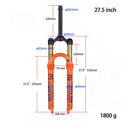 BOLANY Mountain Bike Fork – 29 Inch MTB Air Suspension, Shock Absorbing Fork for Downhill & MTB Bikes
