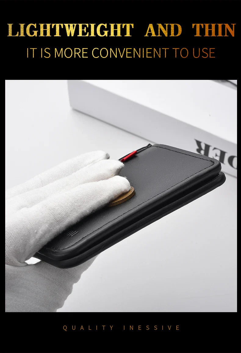 Ultra-Thin Mini PU Leather Credit Card Wallet – High-Quality Vertical Men’s Wallet Holder