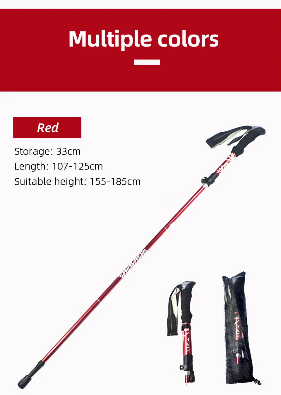 5-Section Foldable Trekking Pole – Portable Hiking Stick for Nordic, Elderly & Camping, Telescopic & Easy to Carry