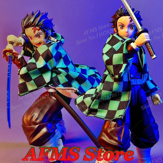 1/12 Scale Kamado Tanjirou Collectible Figure – Classic Plaid Jacket Cosplay Uniform 6-Inch Male Action Figure