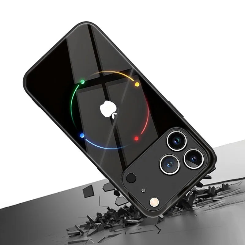 Colorful Halo Apple Pattern Tempered Glass Phone Case - iPhone 17/16/15/14/13/12/11 Pro Max & More