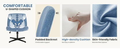 Criss-Cross Leg Office Chair – Armless Wide Seat, Height Adjustable Swivel for Home or Desk