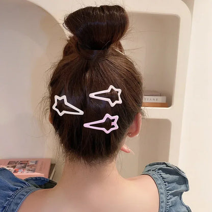 3PCS Candy Color BB Hair Clips – Y2K Star Heart Rectangle Metal Snap Barrettes for Girls & Women Cute Hair Accessories