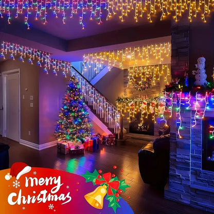 162/96 LED Solar Icicle Christmas Lights – Outdoor Waterproof Fairy Lights with 8 Modes for Home, Party & Holiday Decoration