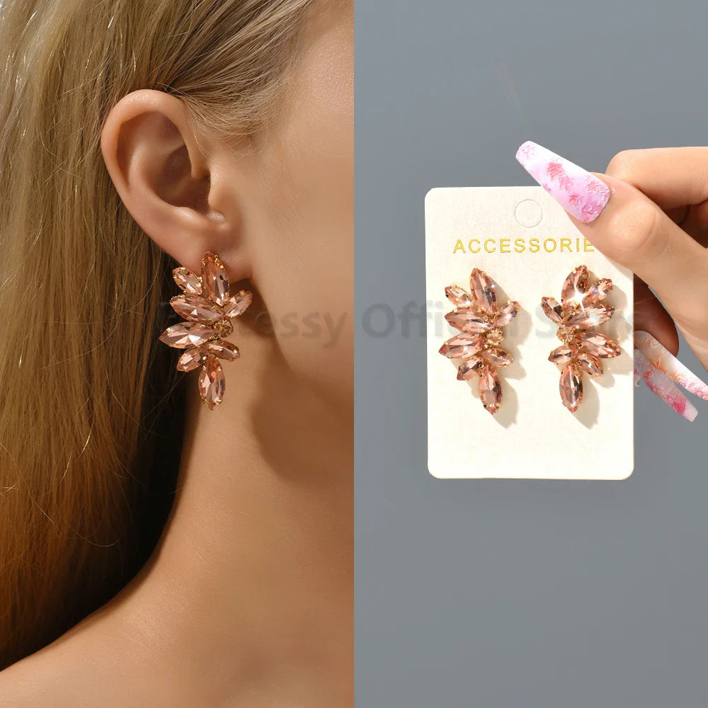 2025 Luxury Green Rhinestone Earrings – Vintage Geometric Wing Statement Jewelry for Women
