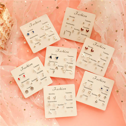 New S925 Silver Needle Stud Earrings Set – Simple & Cute Mini Earrings for Women & Girls, Exquisite Jewelry Gift