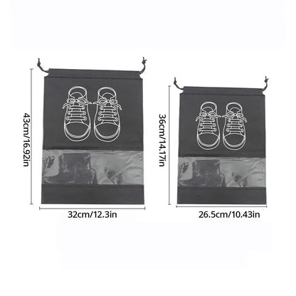 5-Piece Set Waterproof Shoe Storage Bags - Large Capacity, Thickened Non-Woven Fabric, Moistureproof Travel Organizers with Strap Closure