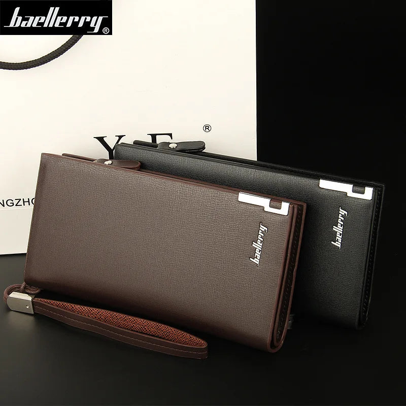 Baellerry Men’s Long Wallet – Large Capacity Zipper Clutch with Card Holder & Coin Pocket, Luxury Handbag Purse
