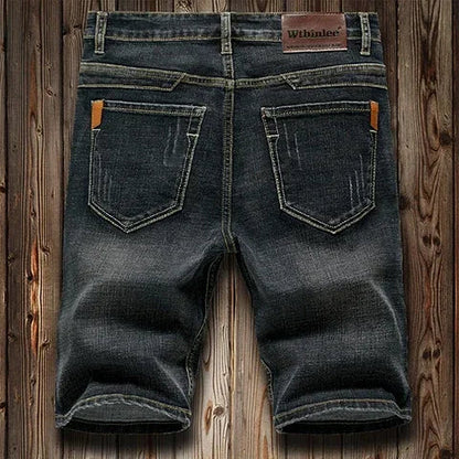 Men's Denim Shorts - 2026 Summer Stretch Slim Straight Jean Shorts in Dark Blue